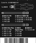 Diagram of Kraftform Kompakt 60 Imperial 17 Piece Bit Set with labeled components and dimensions for manual and power tools.