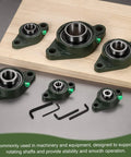 Half Inch Bore Self Aligning Pillow Block Bearing With Solid Cast Iron Base And Chrome Steel Flange Mount, industrial bearing set with wrench