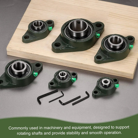 Half Inch Bore Self Aligning Pillow Block Bearing With Solid Cast Iron Base And Chrome Steel Flange Mount, industrial bearing set with wrench