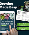 Display of Succulent And Cactus Seed Kit For Planting Enthusiasts Favorite Premium Starter Kit with guidebook and instructions.