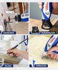 Versatile Variable Speed Rotary Tool Kit With Keyless Chuck And Flex Shaft 172 Accessories showing use in crafting and cutting