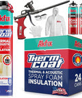 Heavy Duty Class A Fire Rated Spray Foam Insulation Kit with Pro Trigger Gun and cleanup solvent for 480 sq ft coverage.