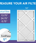 14x25x1 Air Filter MERV 11 6-Pack For AC And Furnace, Electrostatic Pleated Design, actual size 13.75x24.75x0.75 shown