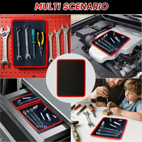 Three Flexible Magnetic Pads Tool Mat Set For Workbench Organization Magnetic Holding Pad For Small Parts And Tiny Tools Clutter Free Surface For Repairs And Crafting in workshop and car engine use