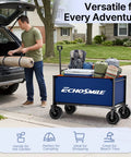 Heavy Duty Collapsible All Terrain Wagon Cart With 400 Lb Capacity And Wide 9cm Wheels With 360 Degree Swivel Front For Beach Camping Grocery Garden And Sports Blue And Orange
