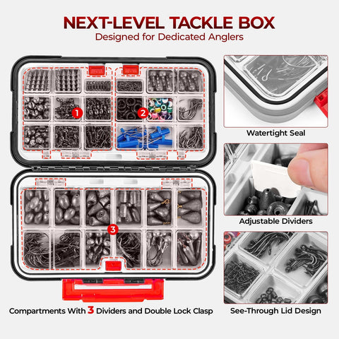 Freshwater Terminal Tackle Kit With 400 Pieces And 19 Plus Rig Options, Hooks, Weights And Sinkers, Jig Hooks, Floats And Bobbers, Endorsed By A Fishing Expert For Pro Grade Angling
