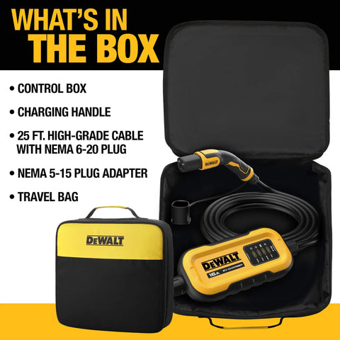 On The Go Portable EV Charger For Tesla Level 1 And 2, 12 To 16 Amp, Indoor Outdoor CSA Certified, NACS Compatible in open bag
