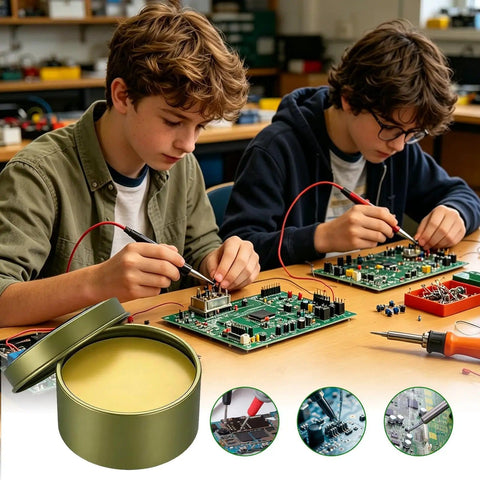 Pro Grade Lead Free Solder Flux Paste For Precision Electronics And Auto Electrical Repairs in workshop setting with PCBs