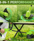 3-in-1 performance of ultra lightweight cordless string trimmer and leaf blower combo with 2Ah battery for yard work