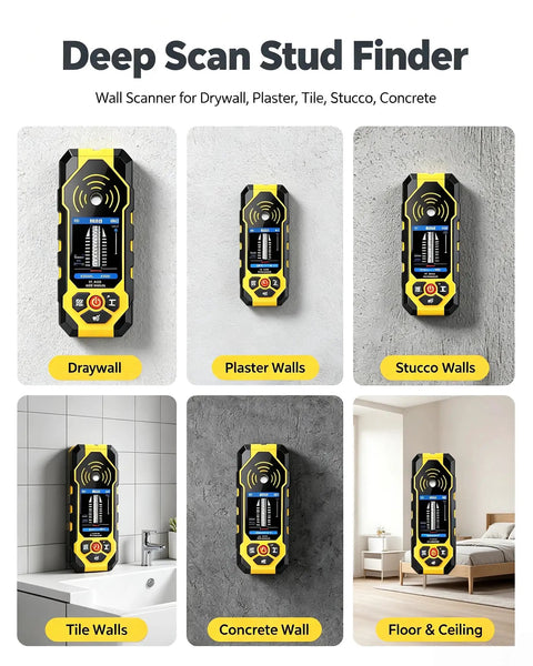 Heavy Duty 4 In 1 Stud Finder Wall Scanner With Digital Hd Screen And Deep Scan Mode For Dead On Accuracy To Spot Wood Stude/s Metal Live Ac Wires Inside Drywall Rechargeable Build For Zero Headache Wall Repairs