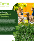 Family enjoying outdoor space behind a Jinwu artificial ivy privacy fence with sweet potato leaf color print, providing lush greenery.