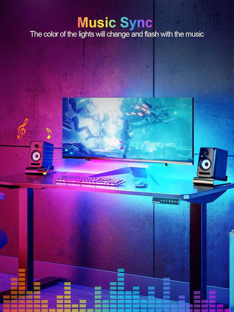 Monitor Down Light Bar RGB Desk Light for PC Setup With Dynamic Rainbow LEDs, Dimmable Brightness And Speed, Music Sync, Remote Color Change, USB Powered, Ideal For Game Room