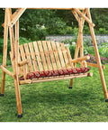 Threaded Swivel Base And Adjustable Table Leg Leveling Feet With Flexible Articulated Furniture Adjusters In M8 M10 And M12 Sizes For Rock Solid Table Stability on a wooden swing bench.