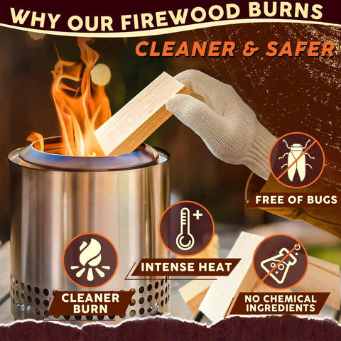 Mini Firewood 4 Inch Logs Kiln Dried Pine For No Fuss Portable Fire Pits And Solo Stove Accessories, fire starter and gloves