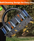 Your Go To Lawn Aerator Tool With 16 Iron Spikes And Ergonomic T Handle ejecting soil and debris during use