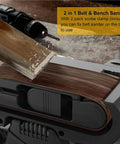 7 Amp Handheld Belt Sander With 3 x 21 Inch Belts, Dust Bag, And Beast Mode Variable Speed 120 To 400 RPM For Woodworking in use
