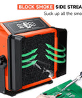 Solder Smoke Absorber Kit With Tiltable Fume Extractor capturing soldering fumes on workbench.