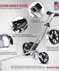 Pro Grade Precision Garden Seeder With 7 Seed Plates for Home Gardeners, aluminum body, ergonomic handle, seed drill visible