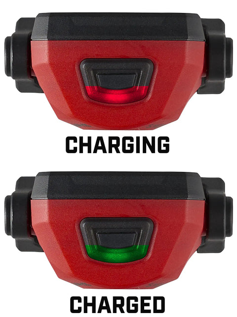 Syclone Jr USB Rechargeable Work Light charging and charged indicators with red and green lights