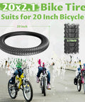 2 Pack 20 Inch Bike Tires Set With 20x2.1 And 20x2.0 Inner Tube Options, Foldable Replacement Tires For 20 Inch Bicycles