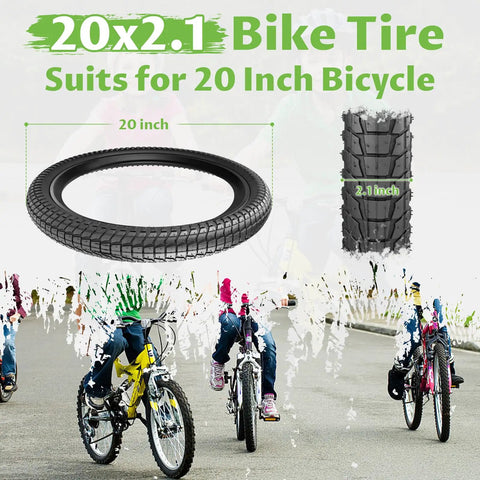 2 Pack 20 Inch Bike Tires Set With 20x2.1 And 20x2.0 Inner Tube Options, Foldable Replacement Tires For 20 Inch Bicycles