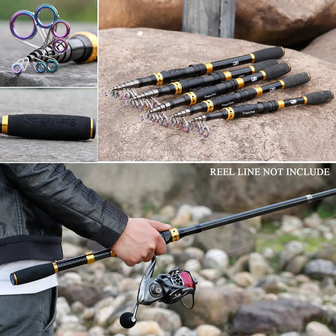 Ultralight Telescopic Fishing Rod With 24 Ton Carbon Fiber Build Portable Go To Retractable Handle CNC Reel Seat And Stainless Steel Guides