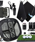 12 Piece Premium Golf Gift Set With Magnetic Towel, Chipping Net And Accessories For Golfers, Ready To Gift Christmas Gift Box displayed