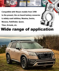 Visual showcasing Pair Of Premium Nissan Battery Terminal Connectors For Rogue Maxima And Murano Positive And Negative Posts OEM 243407F000 243407F001 Easy Install