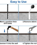Diagram showing installation steps for One Half Inch By Three And One Half Inch Stainless Steel Wedge Concrete Anchors Heavy Duty Bolts For Cement A2-70 Strength 304 Stainless Steel Torque Controlled Expansion 4 Pack Ideal For Masonry Installations
