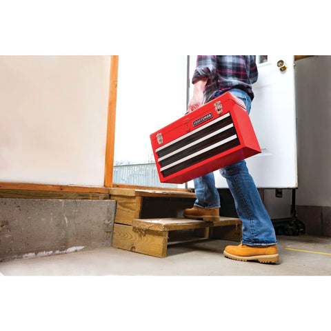 Portable 3 Drawer Tool Chest With Wrench Organizer, Stainless Steel Heavy Duty Storage For The Jobsite Or Garage, Holds Up To 25 Lb Per Drawer, Easy To Transport And Keep Tools Sorted