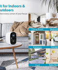 Wireless Outdoor Security Camera With Battery Power No Fuss Setup 1080P Color Night Vision displayed on table