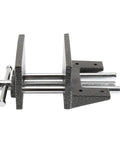 Heavy Duty Cast Iron Woodworker Vise, 6.5 Inch Bench Clamp, Powder Coated Grip Fixture, side view of the clamp.