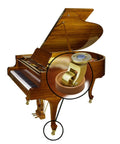 Grand piano with inset showing Small Furniture Wheel Caster Cups With Grippy Rubber Grip Set Of 4 1-3/4 Inch Round Floor Protectors