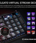 Detailed view of the 96 Percent Compact Mechanical Gaming Keyboard With Smooth Linear Switches That Hit Different Combined With A Built In LCD Stream Deck Rotary Knob And Dedicated Macro Buttons For Players Who Mean Business On The Battlefield, featuring colorful key backlighting and virtual stream deck icons.