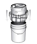 Exterior Bucket Organizer For 5 Gallon Buckets With Dope Quick Dry Mesh Pockets For Car Supplies Keeps Soap And Water In The Bucket While Wet Gear Dries Fast Black AB30060 shown attached to bucket.