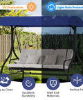 Canopy Replacement Top for GT Porch Swing Model GCS00229C Blue Super Easy Install Swing Chair Canopy Outdoor Shade and Weather Protection, split screen showing UV and rain protection benefits.