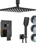 Oil Rubbed Bronze Shower System With 12 Inch Ceiling Mount Rain Shower Head And 3 Function Handheld Sprayer Luxury Pressure Balance Valve Rough In Trim Kit All Metal Construction Shower Faucet Combo