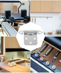 10 Pack Half Overlay Spring Cabinet Hinges, 1.2mm White Nickel Metal Door Hardware for Kitchen Cupboards and Furniture