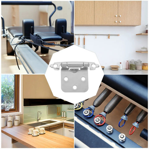 10 Pack Half Overlay Spring Cabinet Hinges, 1.2mm White Nickel Metal Door Hardware for Kitchen Cupboards and Furniture