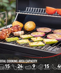 Portable Charcoal Grill With Warming Rack, Tabletop Outdoor Grill For Camping And Picnics, 303 Sq In Cooking Area, food grilling