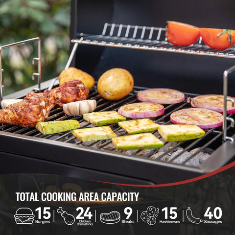 Portable Charcoal Grill With Warming Rack, Tabletop Outdoor Grill For Camping And Picnics, 303 Sq In Cooking Area, food grilling