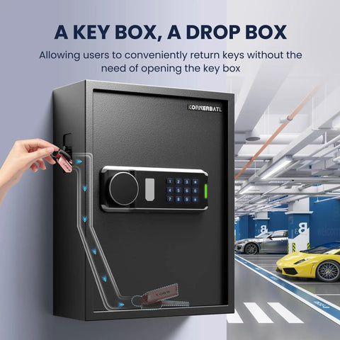 Heavy Duty 103 Position Electronic Key Lock Box With Anti Theft Deposit Slot And Key Out Tags Wall Mount Key Safe