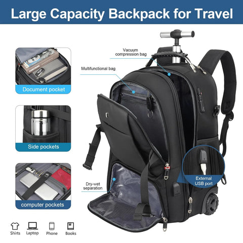 50 l large-capacity backpack travel bag Three In One Travel Vacuum Backpack With Wheels 50L