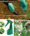 Garden gloves with claws and watering spray bottle, part of 11-Piece Garden Tools Set For Women And Men With Heavy Duty Aluminum Hand Tools Apron And Storage Tote Bag All In One Planting Kit For Weeding Transplanting Pruning Raking Watering And More.