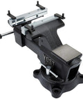 Multipurpose 7 Inch Wide Jaw Bench Vise For Home Workshops And DIY Projects With 360 Degree Swivel Base And Includes Four Jaw Dogs