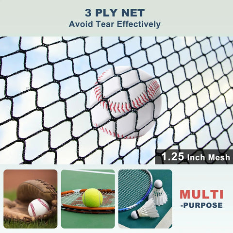 Backyard Baseball And Softball Batting Cage With Frame And Net, 22 By 13 By 9 Feet, Durable Fiberglass Poles, net close-up