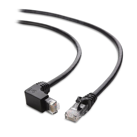 10Gbps Ready Cat 6 Right Angle Ethernet Cables Dual Pack 5 Foot Up And Down Angled RJ45 Patch Cables For Tight Spaces High Speed Network Cable Set With Space Saving 90 Degree Connectors
