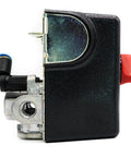 Side view of an Air Compressor Pressure Switch 125 To 155 Psi Four Port With Bleeder Built Beefy For Reliable On Off Control