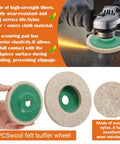 Angle grinder using 18 Piece 4 Inch Buffering Wheels Polishing Kit for a pro shine with wool felt wheel attachment.
