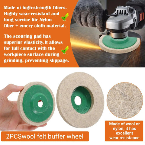 Angle grinder using 18 Piece 4 Inch Buffering Wheels Polishing Kit for a pro shine with wool felt wheel attachment.